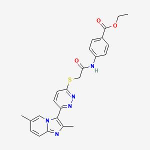 molecular formula C24H23N5O3S B2489031 Ethyl 4-{2-[(6-{2,6-dimethylimidazo[1,2-a]pyridin-3-yl}pyridazin-3-yl)sulfanyl]acetamido}benzoate CAS No. 1049356-21-9