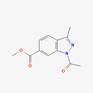molecular formula C12H12N2O3 B2489032 甲酸甲酯1-乙酰基-3-甲基-1H-吲唑-6-羧酸酯 CAS No. 2368870-45-3