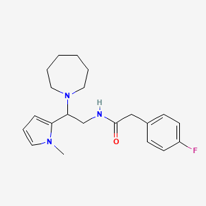 molecular formula C21H28FN3O B2489038 N-(2-(azepan-1-yl)-2-(1-methyl-1H-pyrrol-2-yl)ethyl)-2-(4-fluorophenyl)acetamide CAS No. 1049366-47-3