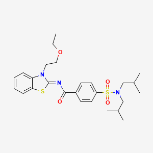 molecular formula C26H35N3O4S2 B2489040 (Z)-4-(N,N-二异丁基磺酰基)-N-(3-(2-乙氧基乙基)苯并[d]噻唑-2(3H)-基亚甲基)苯甲酰胺 CAS No. 1006303-82-7