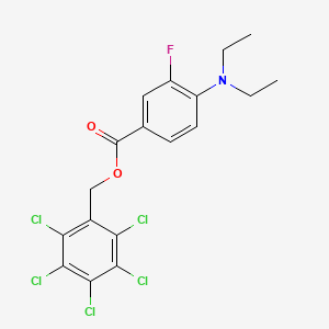 molecular formula C18H15Cl5FNO2 B2489043 (2,3,4,5,6-Pentachlorophenyl)methyl 4-(diethylamino)-3-fluorobenzoate CAS No. 329701-56-6