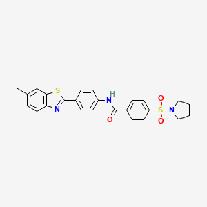 molecular formula C25H23N3O3S2 B2489044 N-[4-(6-METHYL-1,3-BENZOTHIAZOL-2-YL)PHENYL]-4-(PYRROLIDINE-1-SULFONYL)BENZAMIDE CAS No. 313646-52-5