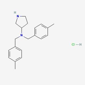 molecular formula C20H27ClN2 B2489081 Bis-(4-methyl-benzyl)-pyrrolidin-3-yl-amine hydrochloride CAS No. 1289384-89-9