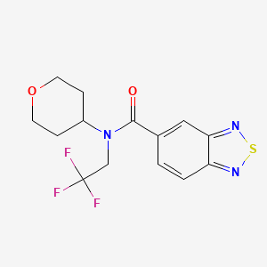 molecular formula C14H14F3N3O2S B2489090 N-(oxan-4-yl)-N-(2,2,2-trifluoroethyl)-2,1,3-benzothiadiazole-5-carboxamide CAS No. 1396583-18-8