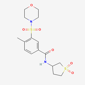 molecular formula C16H22N2O6S2 B2489109 N-(1,1-dioxidotetrahydro-3-thienyl)-4-methyl-3-(4-morpholinylsulfonyl)benzamide CAS No. 690247-46-2