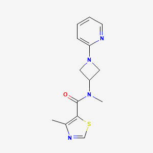 molecular formula C14H16N4OS B2489115 N,4-dimethyl-N-[1-(pyridin-2-yl)azetidin-3-yl]-1,3-thiazole-5-carboxamide CAS No. 2415623-95-7