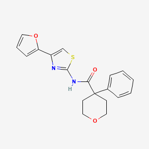 molecular formula C19H18N2O3S B2489130 N-[4-(furan-2-yl)-1,3-thiazol-2-yl]-4-phenyloxane-4-carboxamide CAS No. 1207007-14-4