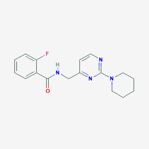 molecular formula C17H19FN4O B2489214 2-fluoro-N-((2-(piperidin-1-yl)pyrimidin-4-yl)methyl)benzamide CAS No. 1797656-85-9