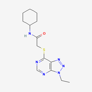molecular formula C14H20N6OS B2489363 N-cyclohexyl-2-((3-ethyl-3H-[1,2,3]triazolo[4,5-d]pyrimidin-7-yl)thio)acetamide CAS No. 1058496-34-6