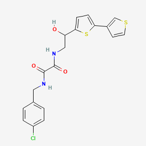 molecular formula C19H17ClN2O3S2 B2489373 N-(2-{[2,3'-bithiophene]-5-yl}-2-hydroxyethyl)-N'-[(4-chlorophenyl)methyl]ethanediamide CAS No. 2320723-38-2