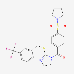 (4-(pyrrolidin-1-ylsulfonyl)phenyl)(2-((3-(trifluoromethyl)benzyl)thio)-4,5-dihydro-1H-imidazol-1-yl)methanone
