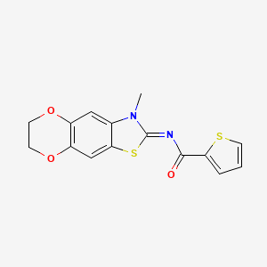 N-(3-methyl-6,7-dihydro-[1,4]dioxino[2,3-f][1,3]benzothiazol-2-ylidene)thiophene-2-carboxamide