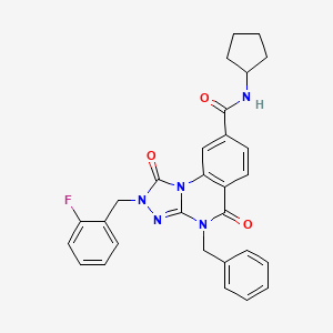 4-benzyl-N-cyclopentyl-2-(2-fluorobenzyl)-1,5-dioxo-1,2,4,5-tetrahydro[1,2,4]triazolo[4,3-a]quinazoline-8-carboxamide