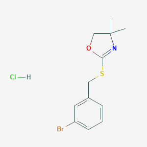 molecular formula C12H15BrClNOS B024894 Oxazole, 4,5-dihydro-2-(((3-bromophenyl)methyl)thio)-4,4-dimethyl-, hydrochloride CAS No. 100098-72-4
