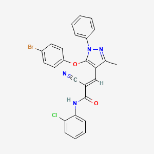 (E)-3-[5-(4-bromophenoxy)-3-methyl-1-phenylpyrazol-4-yl]-N-(2-chlorophenyl)-2-cyanoprop-2-enamide