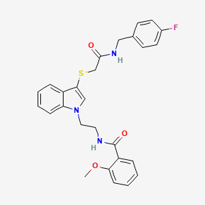 N-(2-(3-((2-((4-fluorobenzyl)amino)-2-oxoethyl)thio)-1H-indol-1-yl)ethyl)-2-methoxybenzamide