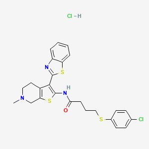 N-(3-(benzo[d]thiazol-2-yl)-6-methyl-4,5,6,7-tetrahydrothieno[2,3-c]pyridin-2-yl)-4-((4-chlorophenyl)thio)butanamide hydrochloride