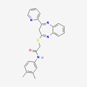 N-(3,4-dimethylphenyl)-2-((4-(pyridin-2-yl)-3H-benzo[b][1,4]diazepin-2-yl)thio)acetamide