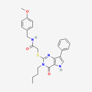 2-((3-butyl-4-oxo-7-phenyl-4,5-dihydro-3H-pyrrolo[3,2-d]pyrimidin-2-yl)thio)-N-(4-methoxybenzyl)acetamide
