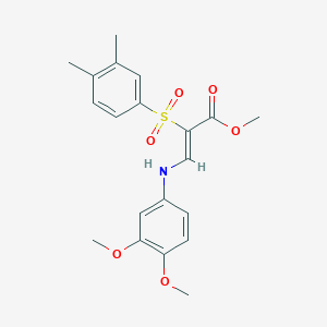 molecular formula C20H23NO6S B2489448 methyl (2Z)-3-[(3,4-dimethoxyphenyl)amino]-2-[(3,4-dimethylphenyl)sulfonyl]acrylate CAS No. 1327176-89-5