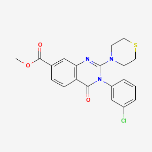 molecular formula C20H18ClN3O3S B2489453 methyl 3-(3-chlorophenyl)-4-oxo-2-(thiomorpholin-4-yl)-3,4-dihydroquinazoline-7-carboxylate CAS No. 1251675-67-8