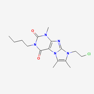 molecular formula C16H22ClN5O2 B2489470 3-Butyl-8-(2-chloroethyl)-1,6,7-trimethyl-1,3,5-trihydro-4-imidazolino[1,2-h]p urine-2,4-dione CAS No. 923368-26-7