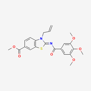molecular formula C22H22N2O6S B2489473 Methyl 3-prop-2-enyl-2-(3,4,5-trimethoxybenzoyl)imino-1,3-benzothiazole-6-carboxylate CAS No. 941871-37-0
