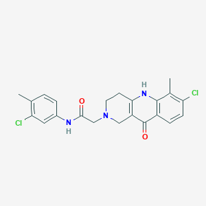 molecular formula C22H21Cl2N3O2 B2489485 2-[7-(4-chlorophenyl)-1-ethyl-2,4-dioxo-1,4-dihydropyrimido[4,5-d]pyrimidin-3(2H)-yl]-N-(3-methylbutyl)acetamide CAS No. 1251600-89-1