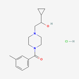 molecular formula C17H25ClN2O2 B2489499 1-cyclopropyl-2-[4-(3-methylbenzoyl)piperazin-1-yl]ethan-1-ol hydrochloride CAS No. 1396868-50-0