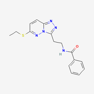molecular formula C16H17N5OS B2489506 N-(2-(6-(ethylthio)-[1,2,4]triazolo[4,3-b]pyridazin-3-yl)ethyl)benzamide CAS No. 872988-21-1