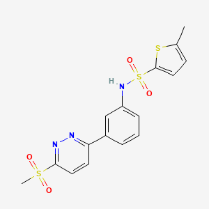 molecular formula C16H15N3O4S3 B2489550 N-[3-(6-methanesulfonylpyridazin-3-yl)phenyl]-5-methylthiophene-2-sulfonamide CAS No. 1002483-87-5