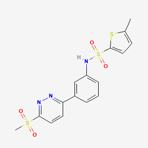 molecular formula C16H15N3O4S3 B2489550 5-methyl-N-[3-(6-methylsulfonylpyridazin-3-yl)phenyl]thiophene-2-sulfonamide CAS No. 1002483-87-5