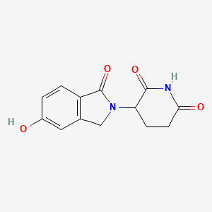 molecular formula C13H12N2O4 B2489551 3-(5-Hydroxy-1-oxoisoindolin-2-yl)piperidine-2,6-dione CAS No. 1416990-08-3