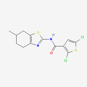 molecular formula C13H12Cl2N2OS2 B2489554 2,5-dichloro-N-(6-methyl-4,5,6,7-tetrahydrobenzo[d]thiazol-2-yl)thiophene-3-carboxamide CAS No. 393838-38-5