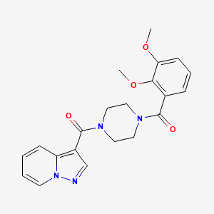 molecular formula C21H22N4O4 B2489555 (4-(2,3-Dimethoxybenzoyl)piperazin-1-yl)(pyrazolo[1,5-a]pyridin-3-yl)methanone CAS No. 1396564-31-0