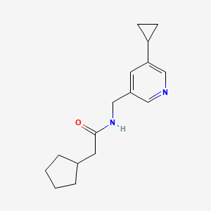 molecular formula C16H22N2O B2489566 2-cyclopentyl-N-((5-cyclopropylpyridin-3-yl)methyl)acetamide CAS No. 2034311-75-4