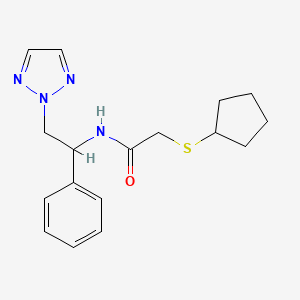 molecular formula C17H22N4OS B2489567 2-(cyclopentylthio)-N-(1-phenyl-2-(2H-1,2,3-triazol-2-yl)ethyl)acetamide CAS No. 2034405-75-7