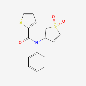 molecular formula C15H13NO3S2 B2489591 N-(1,1-Dioxido-2,3-dihydro-3-thiophenyl)-N-phenyl-2-thiophenecarboxamide CAS No. 852438-78-9