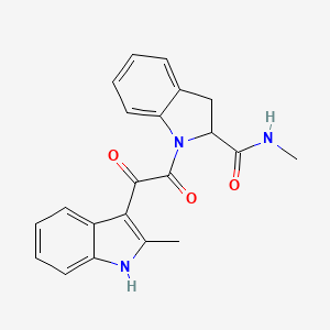molecular formula C21H19N3O3 B2489605 N-methyl-1-(2-(2-methyl-1H-indol-3-yl)-2-oxoacetyl)indoline-2-carboxamide CAS No. 1101639-99-9