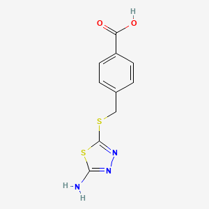 molecular formula C10H9N3O2S2 B2489634 4-{[(5-Amino-1,3,4-thiadiazol-2-yl)thio]methyl}benzoic acid CAS No. 361178-62-3