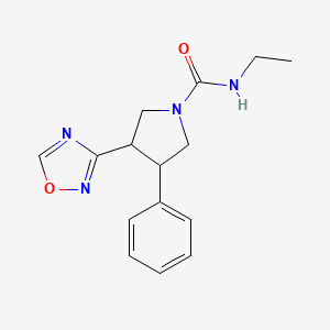 molecular formula C15H18N4O2 B2489644 N-ethyl-3-(1,2,4-oxadiazol-3-yl)-4-phenylpyrrolidine-1-carboxamide CAS No. 2034413-72-2