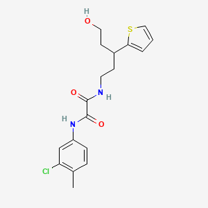 molecular formula C18H21ClN2O3S B2489662 N'-(3-chloro-4-methylphenyl)-N-[5-hydroxy-3-(thiophen-2-yl)pentyl]ethanediamide CAS No. 2034328-85-1