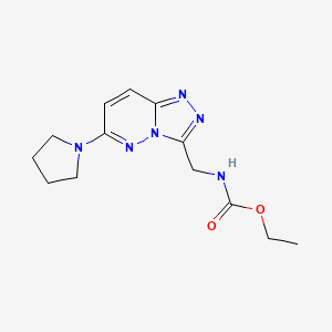 molecular formula C13H18N6O2 B2489697 Ethyl ((6-(pyrrolidin-1-yl)-[1,2,4]triazolo[4,3-b]pyridazin-3-yl)methyl)carbamate CAS No. 2034352-29-7