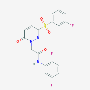 molecular formula C18H12F3N3O4S B2489705 N-(2,5-difluorophenyl)-2-[3-(3-fluorobenzenesulfonyl)-6-oxo-1,6-dihydropyridazin-1-yl]acetamide CAS No. 1251573-50-8