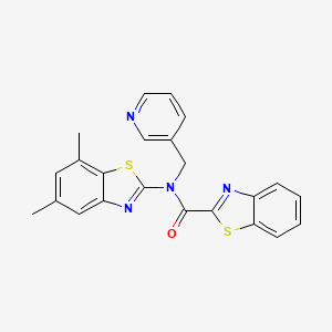 molecular formula C23H18N4OS2 B2489712 N-(5,7-dimethylbenzo[d]thiazol-2-yl)-N-(pyridin-3-ylmethyl)benzo[d]thiazole-2-carboxamide CAS No. 895423-35-5