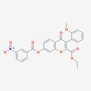 molecular formula C26H19NO9 B2489719 ethyl 3-(2-methoxyphenyl)-7-(3-nitrobenzoyloxy)-4-oxo-4H-chromene-2-carboxylate CAS No. 610759-16-5