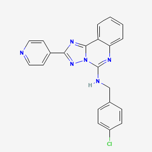 molecular formula C21H15ClN6 B2489722 N-[(4-chlorophenyl)methyl]-2-(pyridin-4-yl)-[1,2,4]triazolo[1,5-c]quinazolin-5-amine CAS No. 902945-21-5