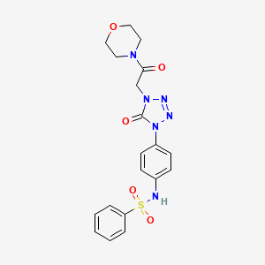 molecular formula C19H20N6O5S B2489792 N-(4-(4-(2-morpholino-2-oxoethyl)-5-oxo-4,5-dihydro-1H-tetrazol-1-yl)phenyl)benzenesulfonamide CAS No. 1396577-93-7