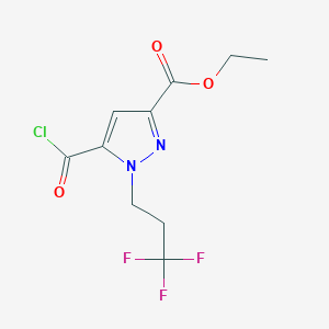 molecular formula C10H10ClF3N2O3 B2489807 Ethyl 5-carbonochloridoyl-1-(3,3,3-trifluoropropyl)pyrazole-3-carboxylate CAS No. 1946814-15-8