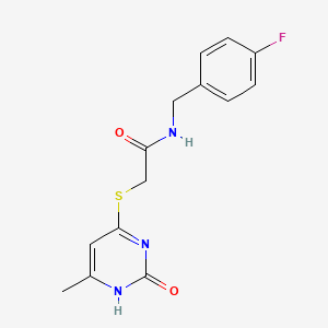 molecular formula C14H14FN3O2S B2489847 N-[(4-fluorophenyl)methyl]-2-[(6-methyl-2-oxo-1,2-dihydropyrimidin-4-yl)sulfanyl]acetamide CAS No. 905692-43-5